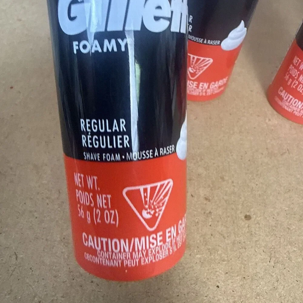 Gillette Foamy Regular Shave Foam 4 Pack 2 oz Each Travel Size, Comfort Glide